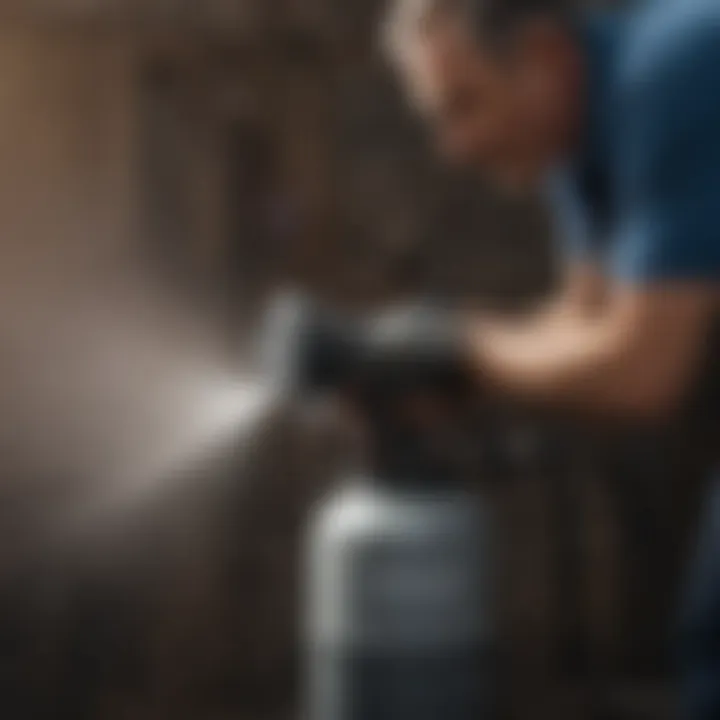 A close-up of a user maintaining an electric water pressure sprayer.