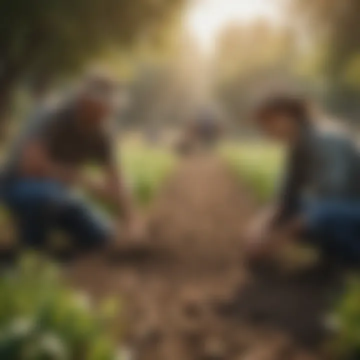 A group of individuals engaging in farm-related activities