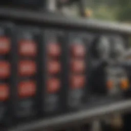 A close-up view of a farm tractor battery showcasing its terminals and specifications.