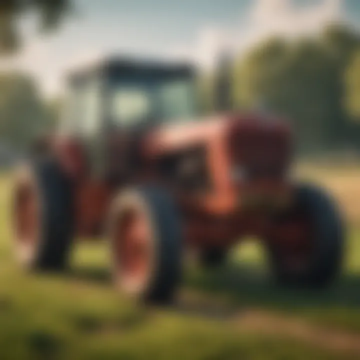 Tractor operator consulting manual in the field