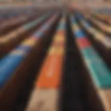 Close-up of colorful feedlot tags attached to livestock