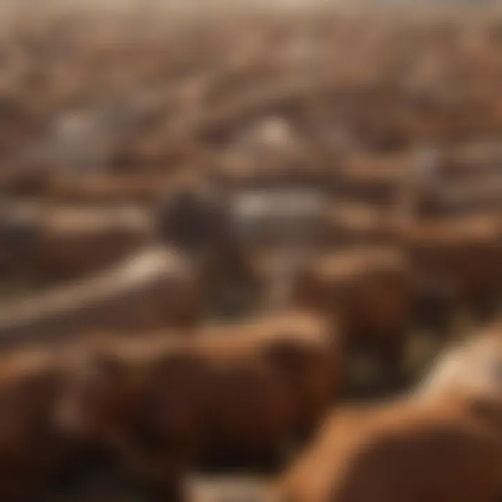 A herd of cattle with visible feedlot tags in a pasture