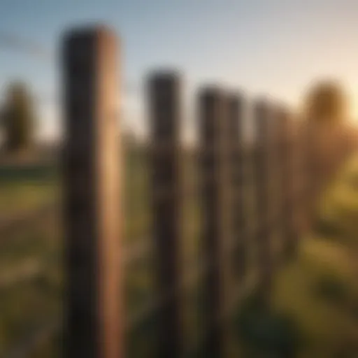 Detailed view of different fencing materials used in field fencing