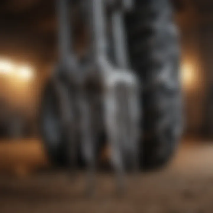 Close-up of a loader fork's features