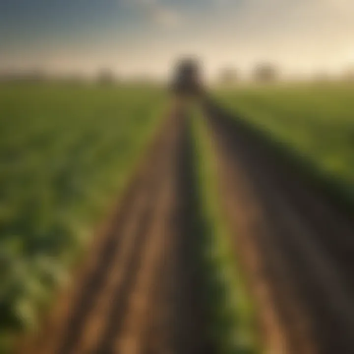 Fields of flourishing soybean crops showcasing modern agricultural practices