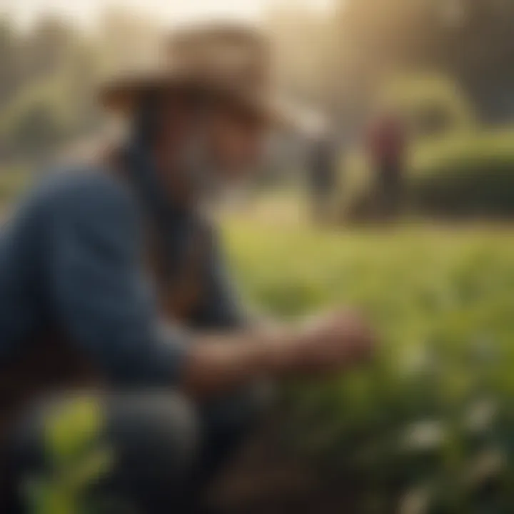 A diverse group of farmers sharing knowledge in a collaborative environment.