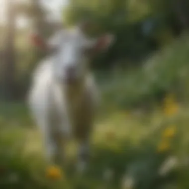 Lush Forage for Optimal Goat Health Diverse forage options for goats in a lush pasture