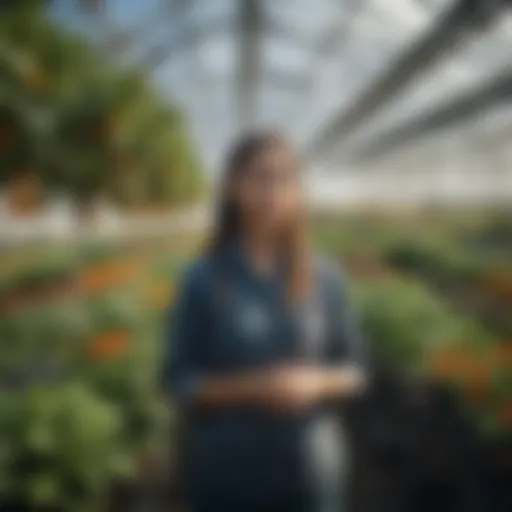 A vibrant greenhouse filled with diverse plant species, showcasing sustainable farming.