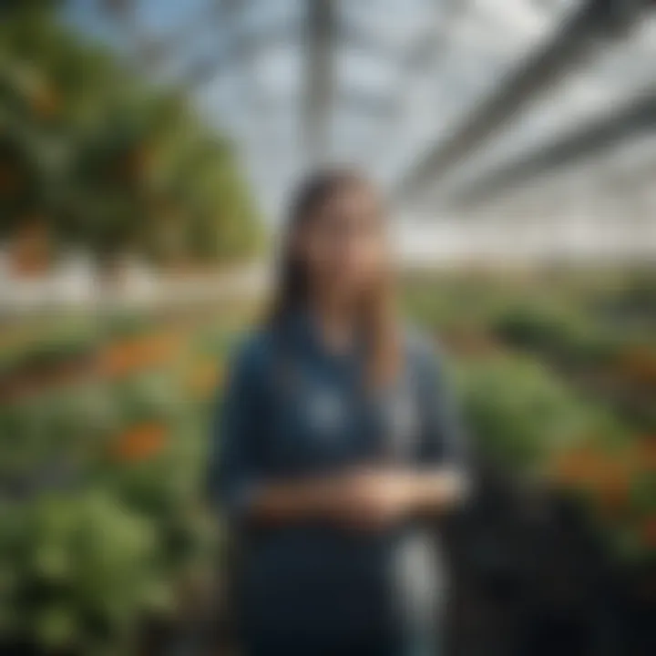 A vibrant greenhouse filled with diverse plant species, showcasing sustainable farming.