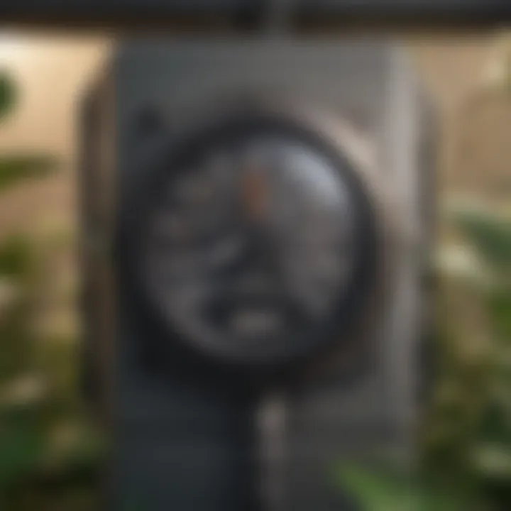 Close-up of a temperature sensor linked to a vent