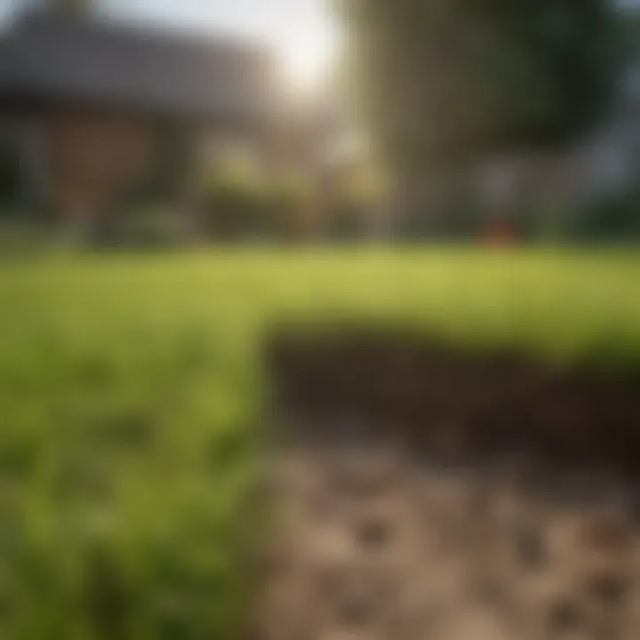Healthy lawn compared to a lawn affected by grub holes