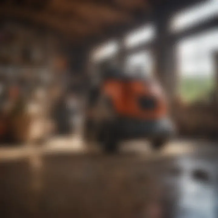 A powerful shop vacuum in action on a farm