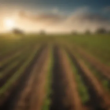 An agricultural setting demonstrating the placement of fly traps in crop fields.