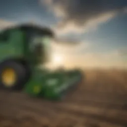 Close-up view of a John Deere Flex Draper working in a field
