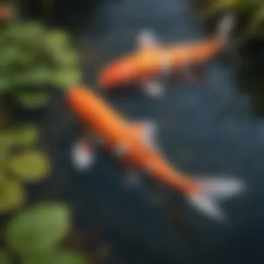 Colorful koi swimming gracefully in a well-maintained pond