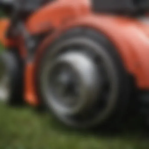 Detailed view of a lawn mower starter motor.