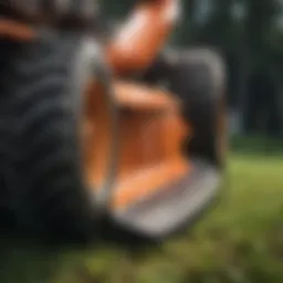 Detailed view of lawnmower blades showcasing wear and tear