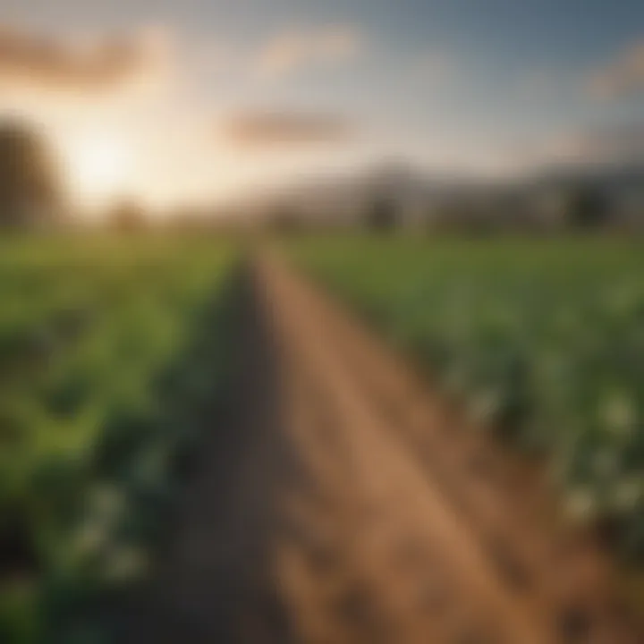 A lush agricultural landscape showcasing diverse crops under careful management.
