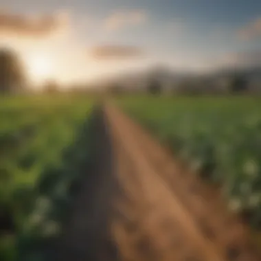 Diverse Crops Under Careful Management A lush agricultural landscape showcasing diverse crops under careful management.