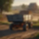 A power care dump cart in action on a farm field.