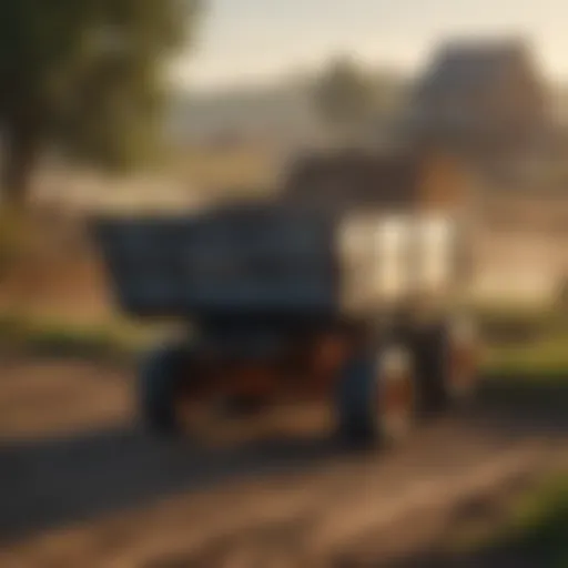 A power care dump cart in action on a farm field.