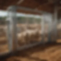 A modern sheep sorting gate in action on a farm