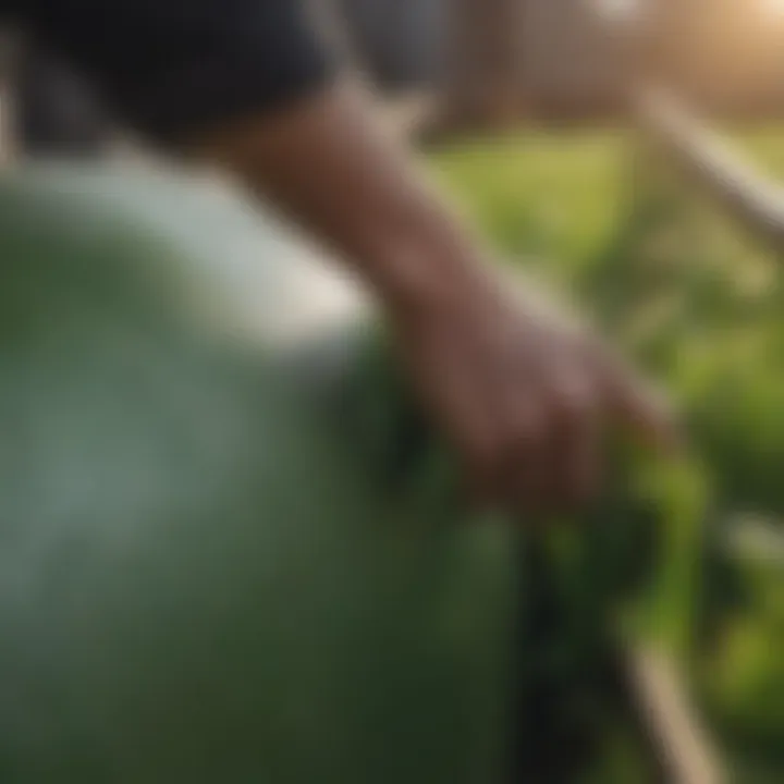 Close-up of silage wrapping film being applied to forage