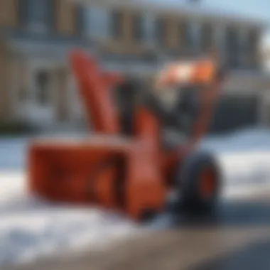 Snow Blower in Residential Use Practical use case of a snow blower in a residential driveway