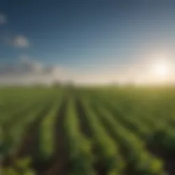 Soya bean field under a clear blue sky