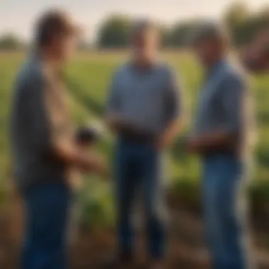 Local farmers discussing soybean pricing strategies