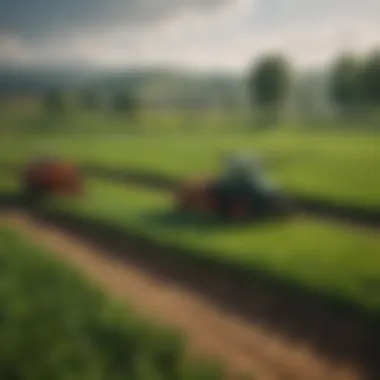 Sustainable Farming Practices Illustration depicting sustainable farming practices in vibrant green fields