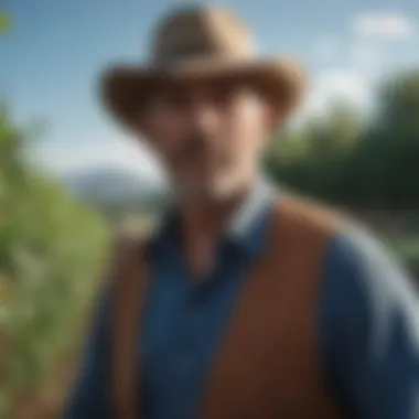 A vibrant organic farm showcasing diverse crops under a clear blue sky