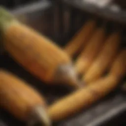 A detailed view of a corn warmer showcasing its internal components