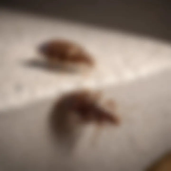 Detailed view of bed bugs on a mattress