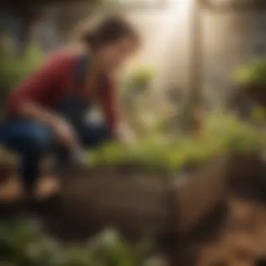 Setting Up an Earth Box for Gardening Person setting up an Earth Box for gardening