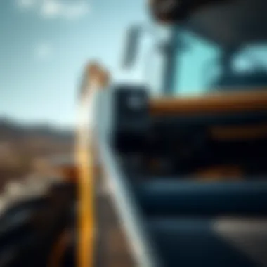 Close-up of giant skid loader bucket showcasing its design