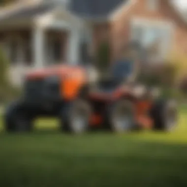 Mustang Mower in Action on a Residential Lawn Mustang zero turn mower in action on a residential lawn