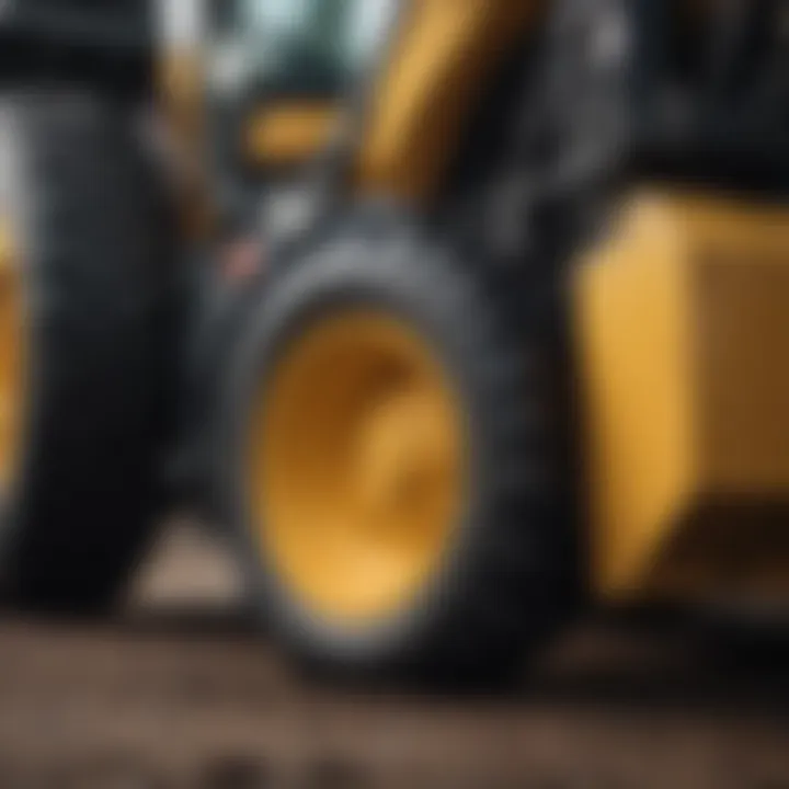 Close-up of front end loader mechanics