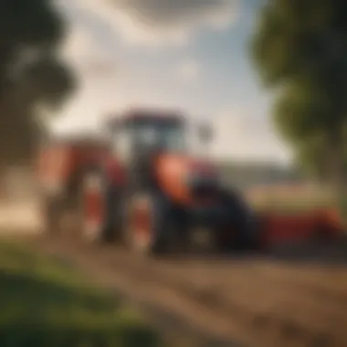 Tractor with front end loader in a field