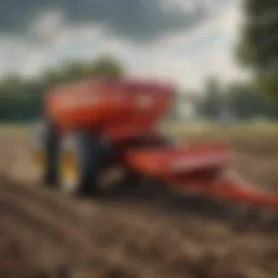 Compact manure spreader in action on a farm field