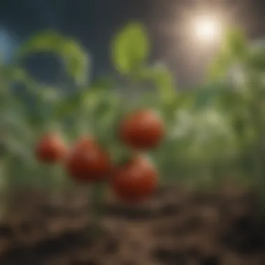 Healthy tomato plants thriving with fertilizer