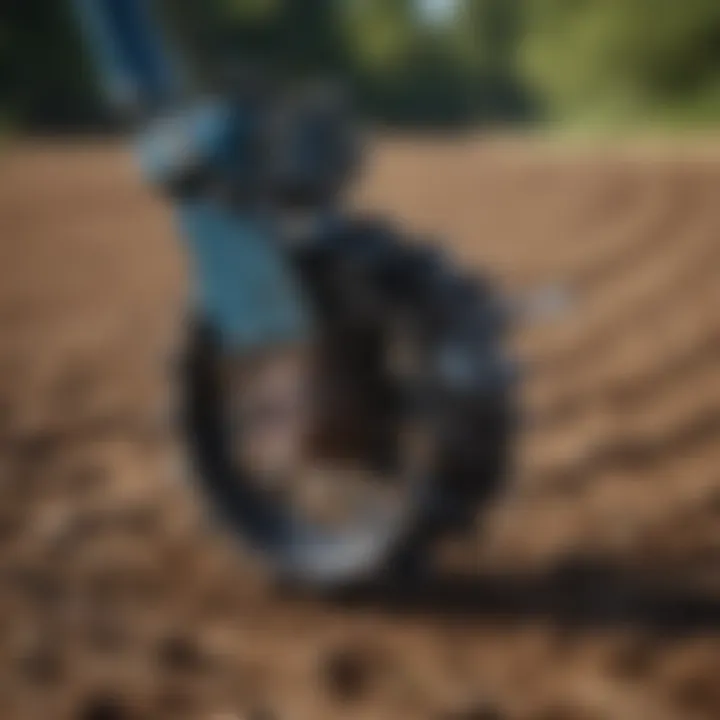 Detailed view of twist tiller components and features.