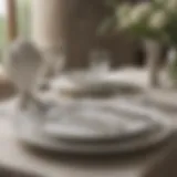 Elegant display of white plastic silverware on a dining table