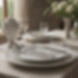 Elegant display of white plastic silverware on a dining table