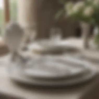 Elegant display of white plastic silverware on a dining table