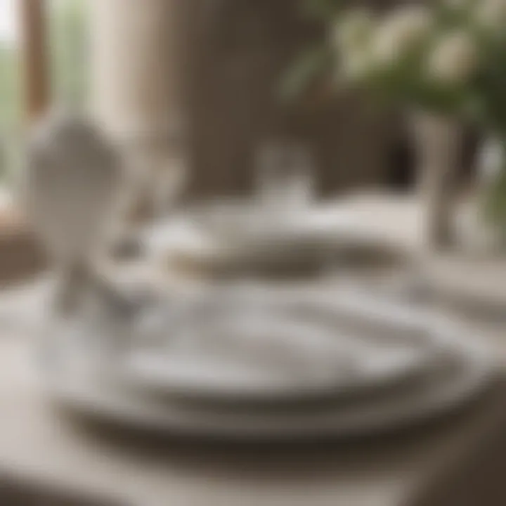 Elegant display of white plastic silverware on a dining table