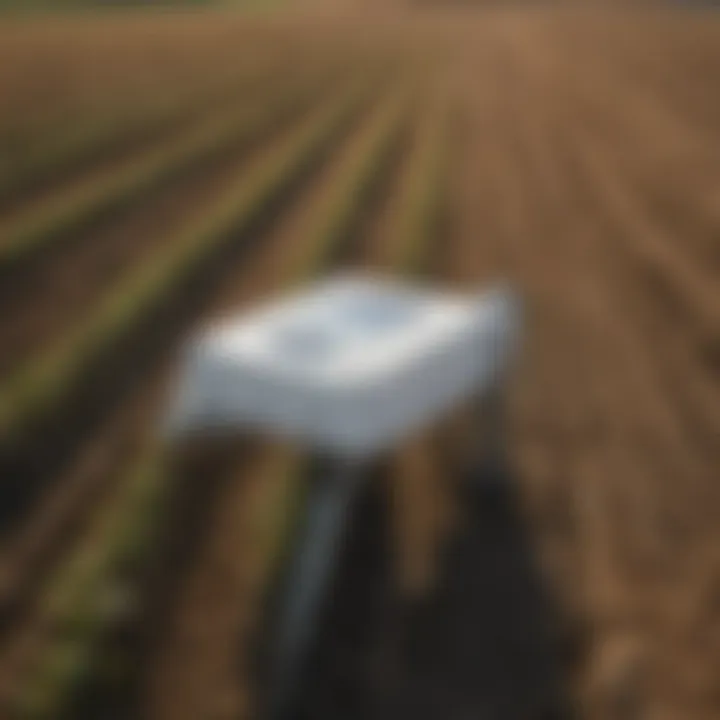 Installation of white post covers in an agricultural field