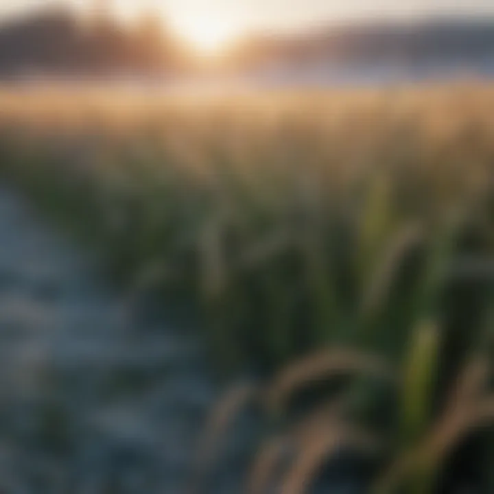 A lush field of winter wheat cover crop flourishing in the frost