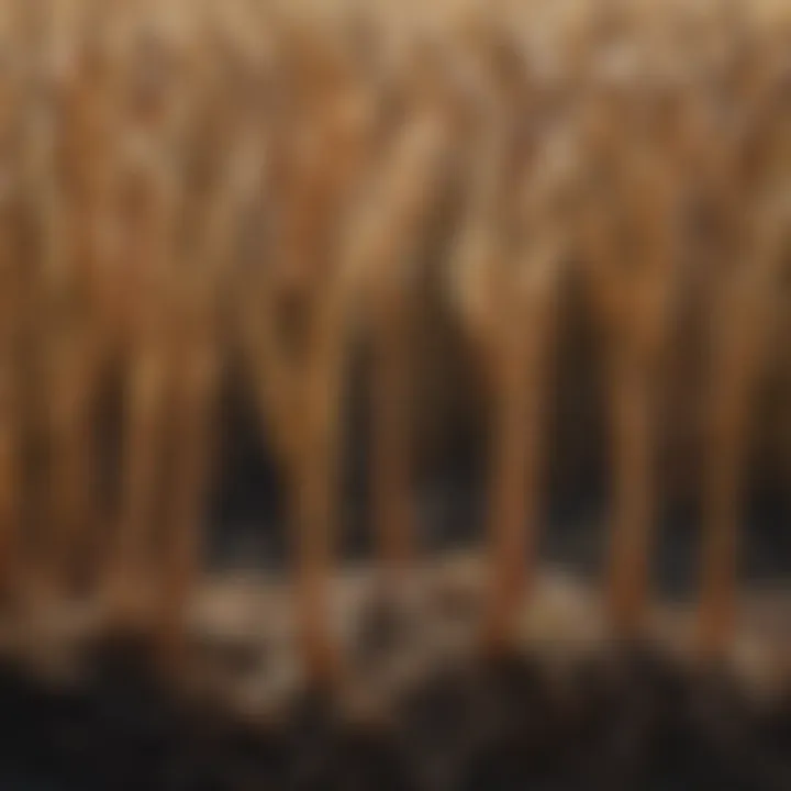 Close-up of winter wheat roots demonstrating soil health benefits