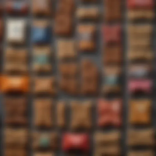 A variety of veterinary select dog treats in colorful packaging